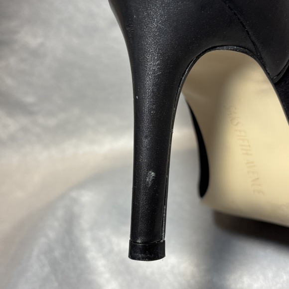 Saks Fifth Ave Emile Black Leather Stiletto Ankle Boot Tassel Zip Peep Toe Wom 6 - Picture 9 of 16
